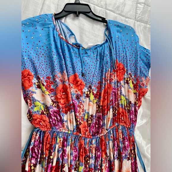 🌺Free People Botanical Borders Mini Dress – Blue Floral, Size XS - Picture 5 of 9